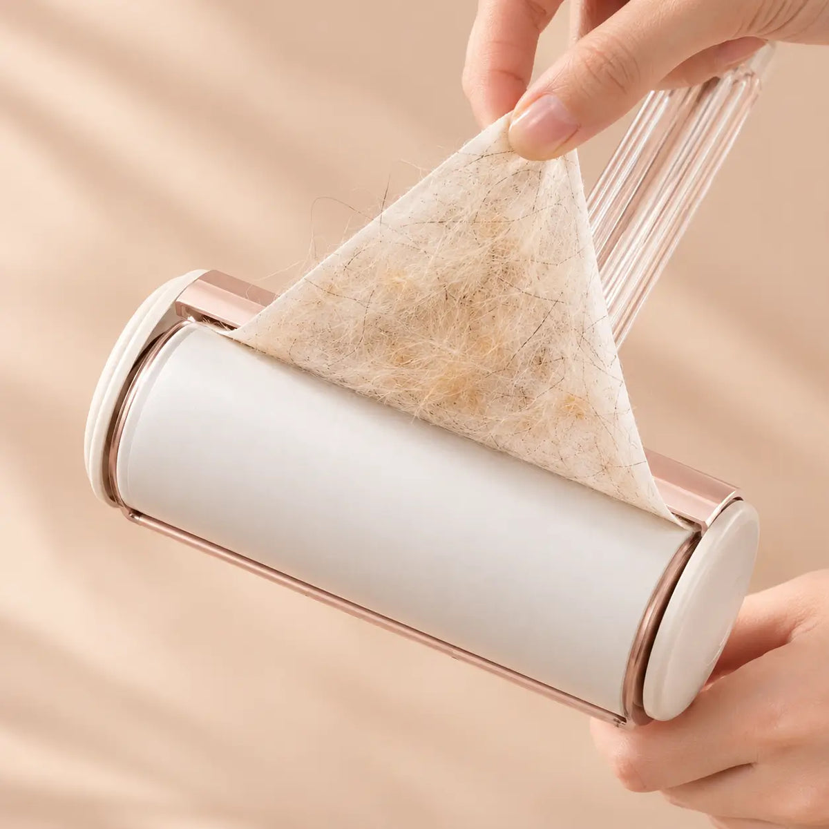 FurEase lint roller with a removable adhesive sheet collecting pet hair
