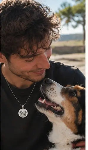 Illustrative personalized pet portrait necklace lifestyle photo 9